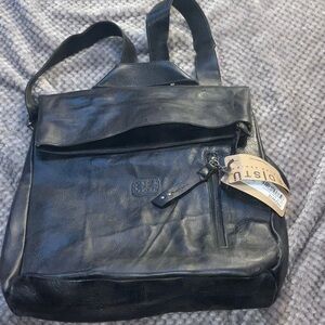Bed Stu Black Leather Messenger Bag